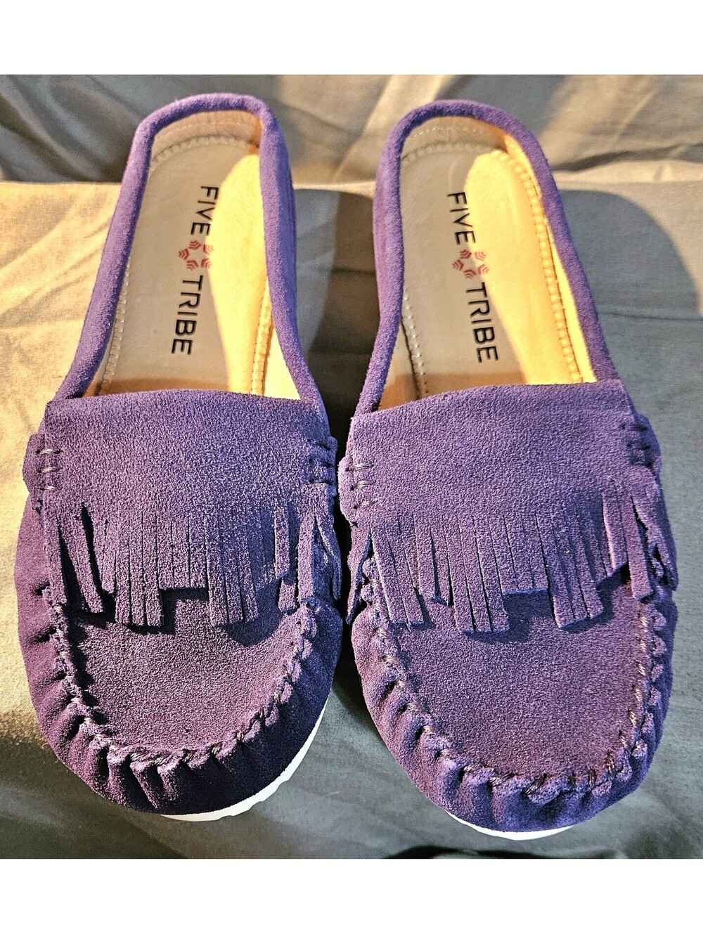 Five Tribe Honest SUEDE Moccasin MULES Size 7.5 Slip Ons Drivers